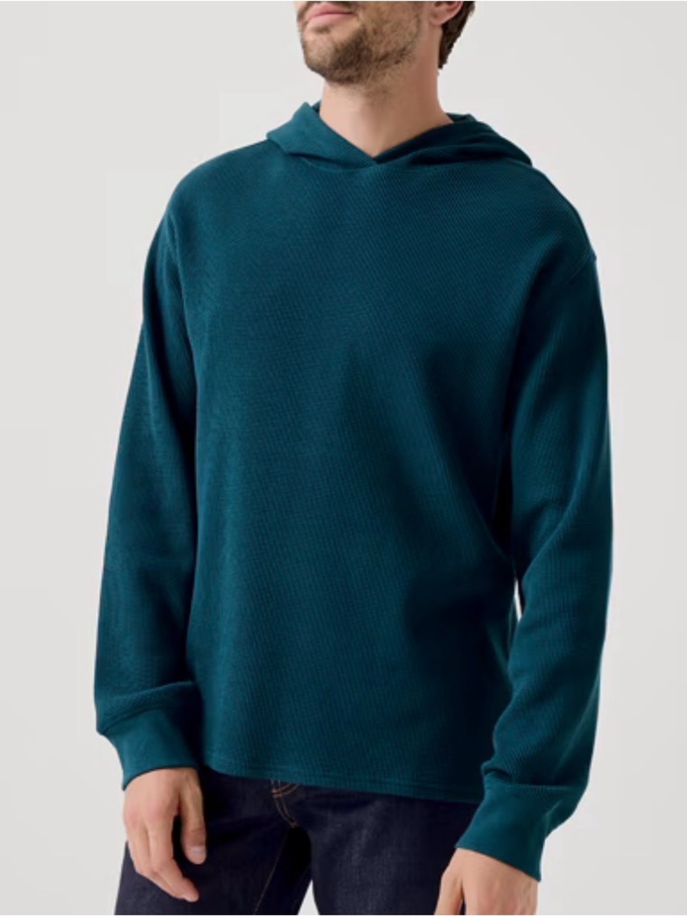 Pact Organic Cotton Men's Thermal Waffle Oversized Hoodie Size Large
